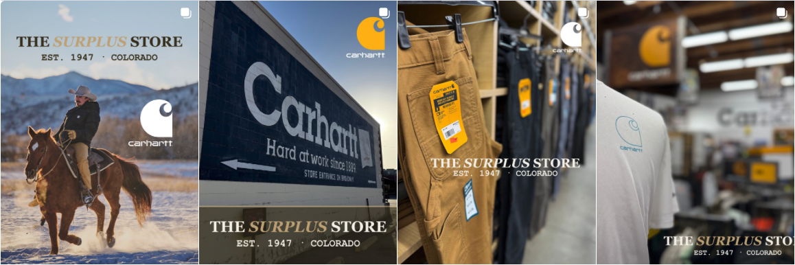 Recent posts from The Surplus Store on Instagram, Carhartt vest, work gloves, Ariat boots, Rothco field jacket